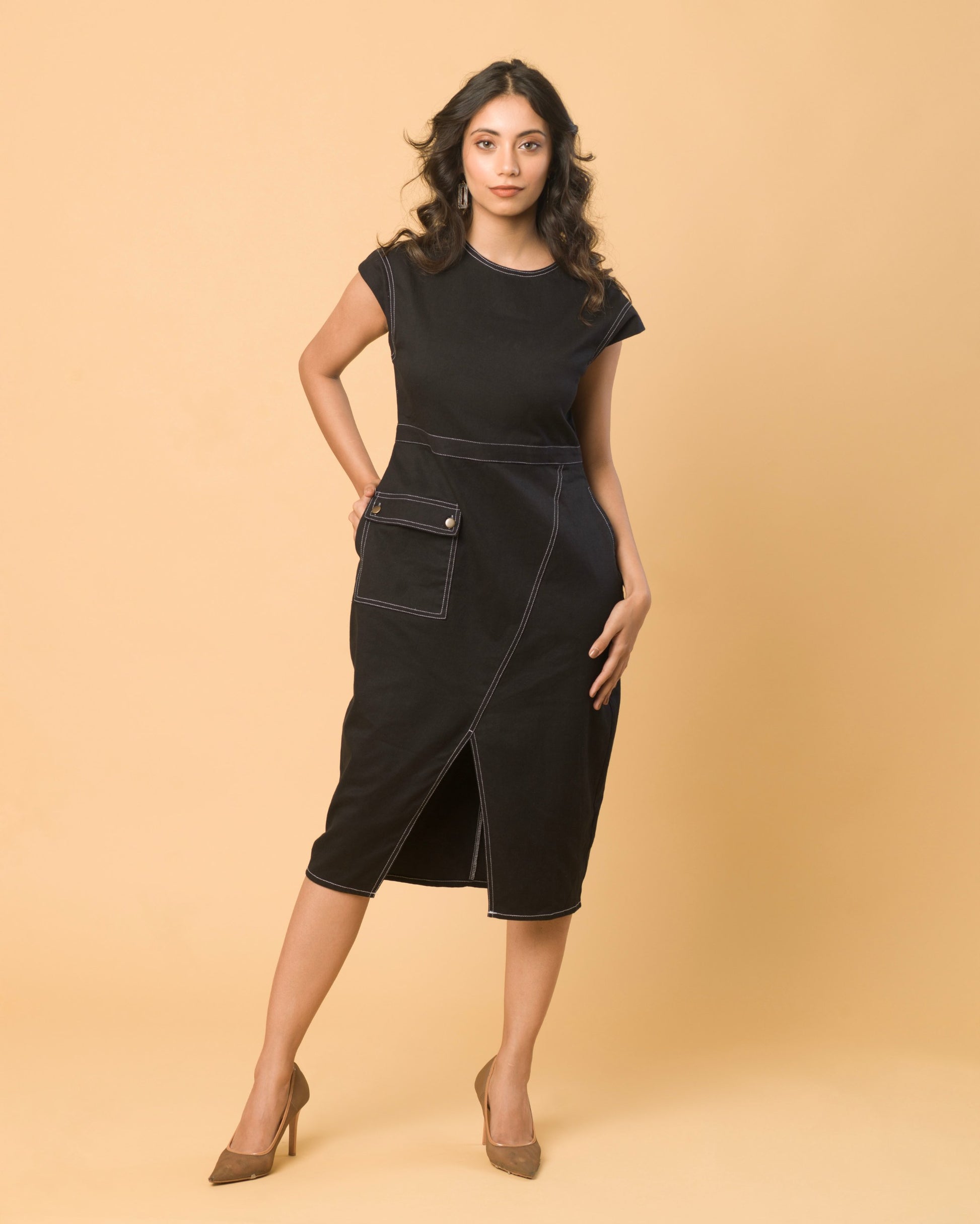 Onska Noir Edge Midi Dress