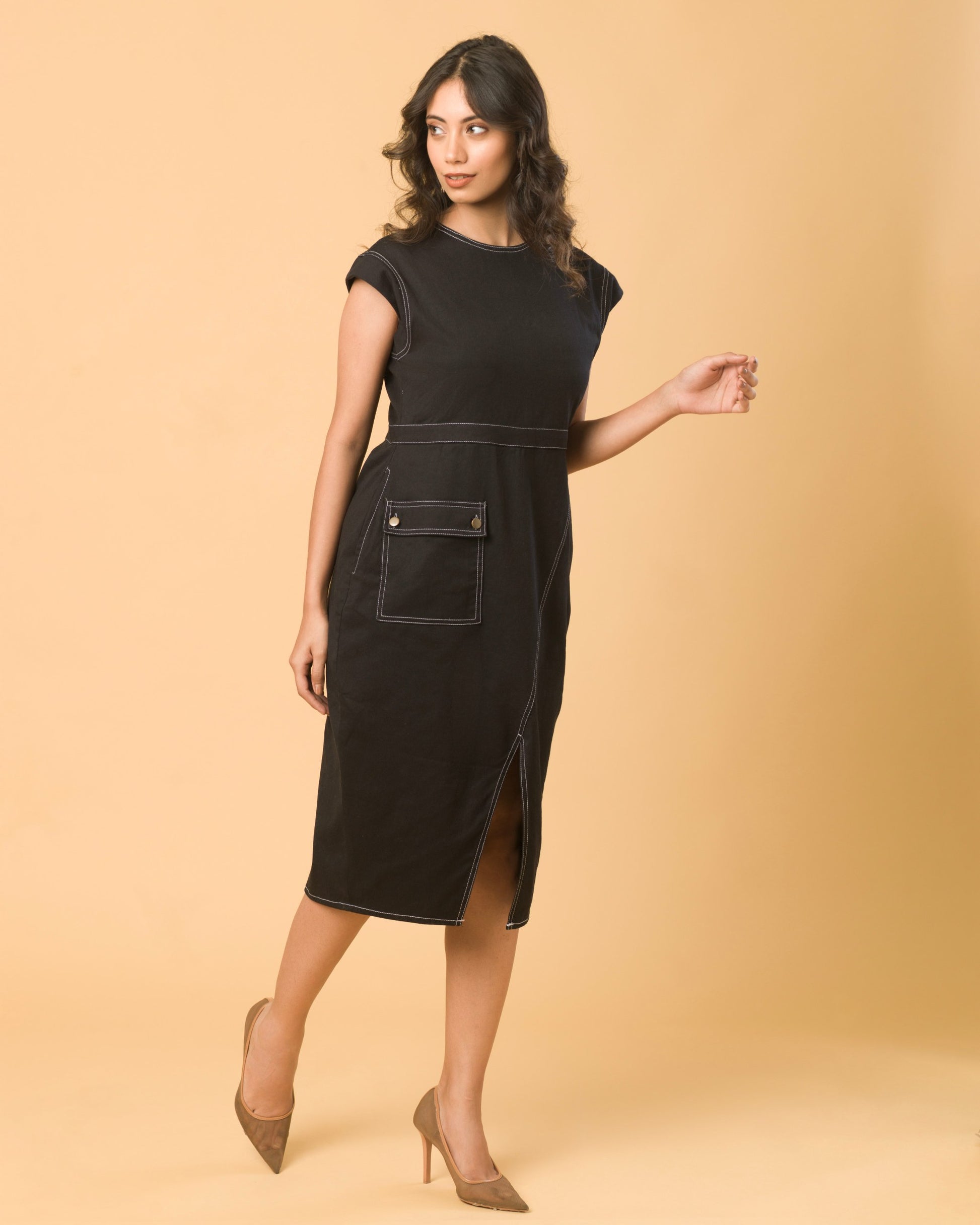 Onska Noir Edge Midi Dress