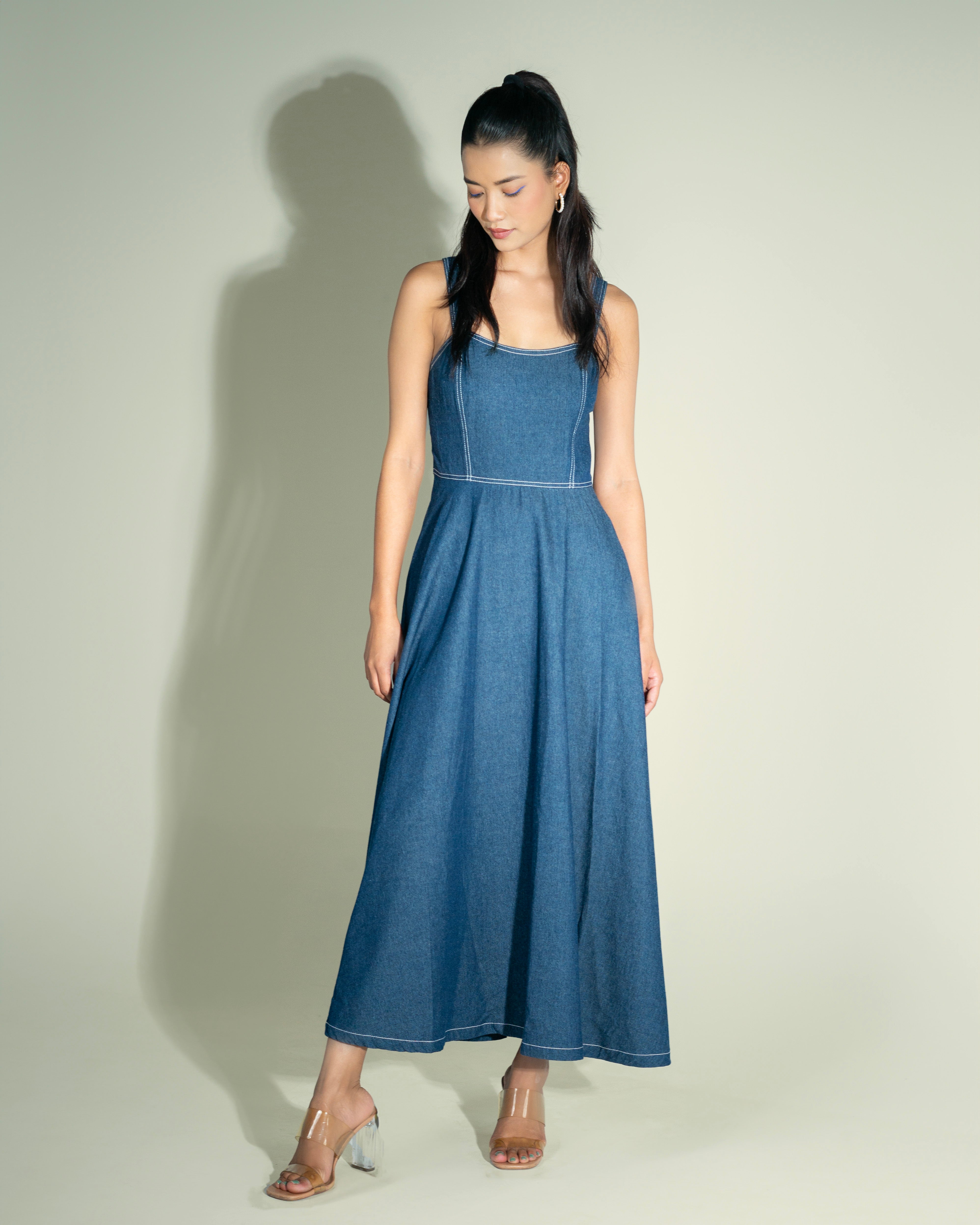 Onska Sleeveless Denim Midi Dress