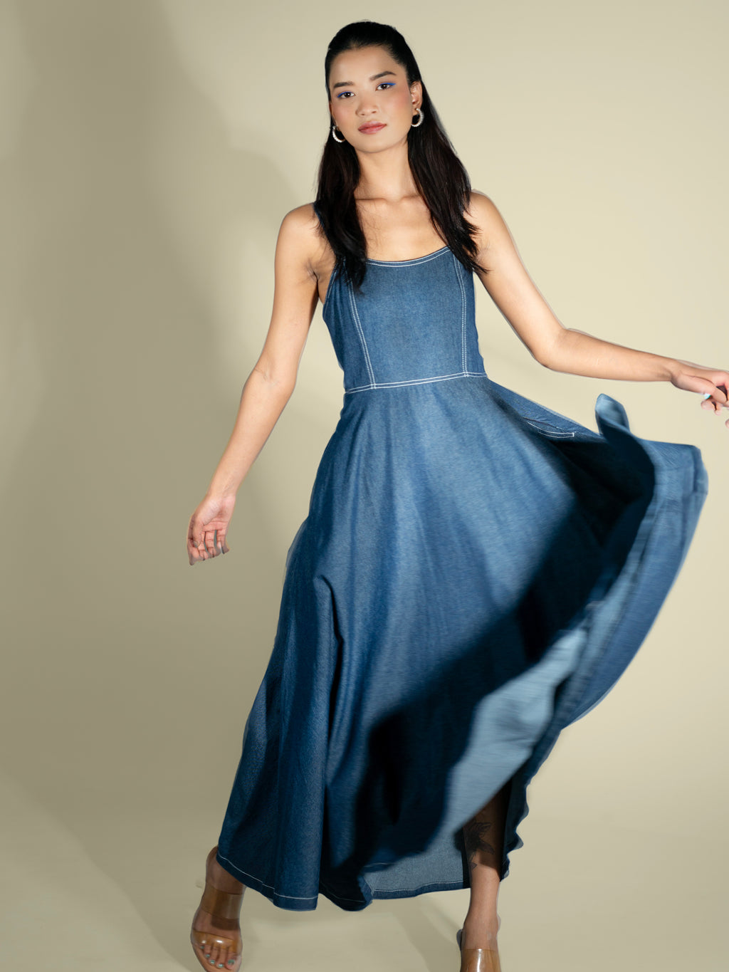 Onska Sleeveless Denim Midi Dress