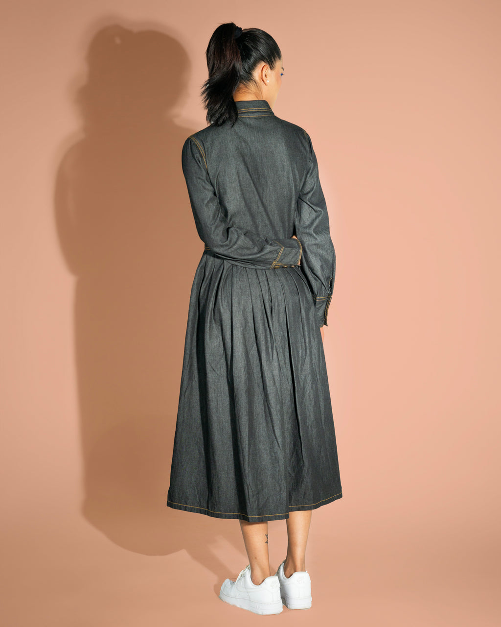 Onska Black Midi Denim Dress