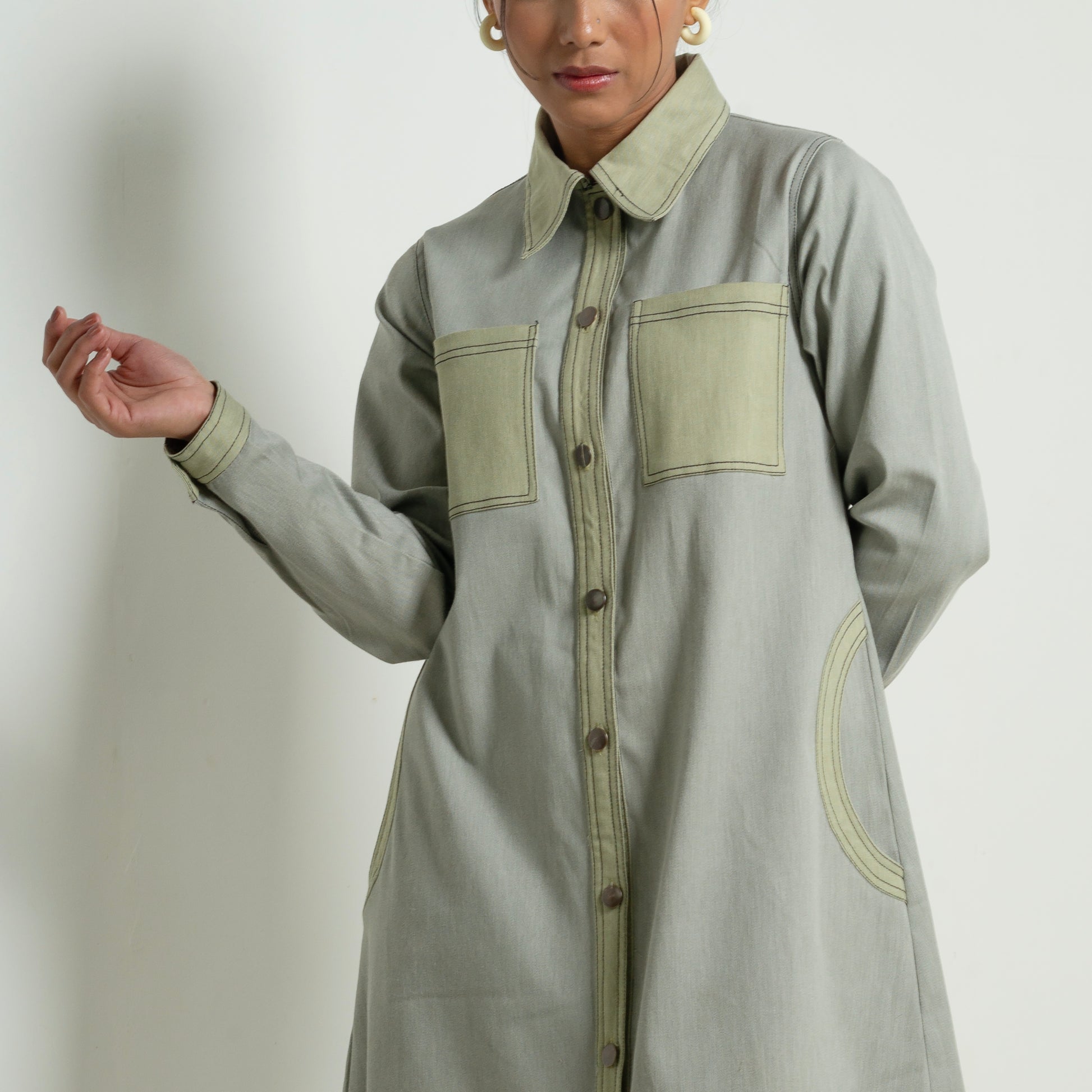 Onska Two-Tone Shirt Denim Dress