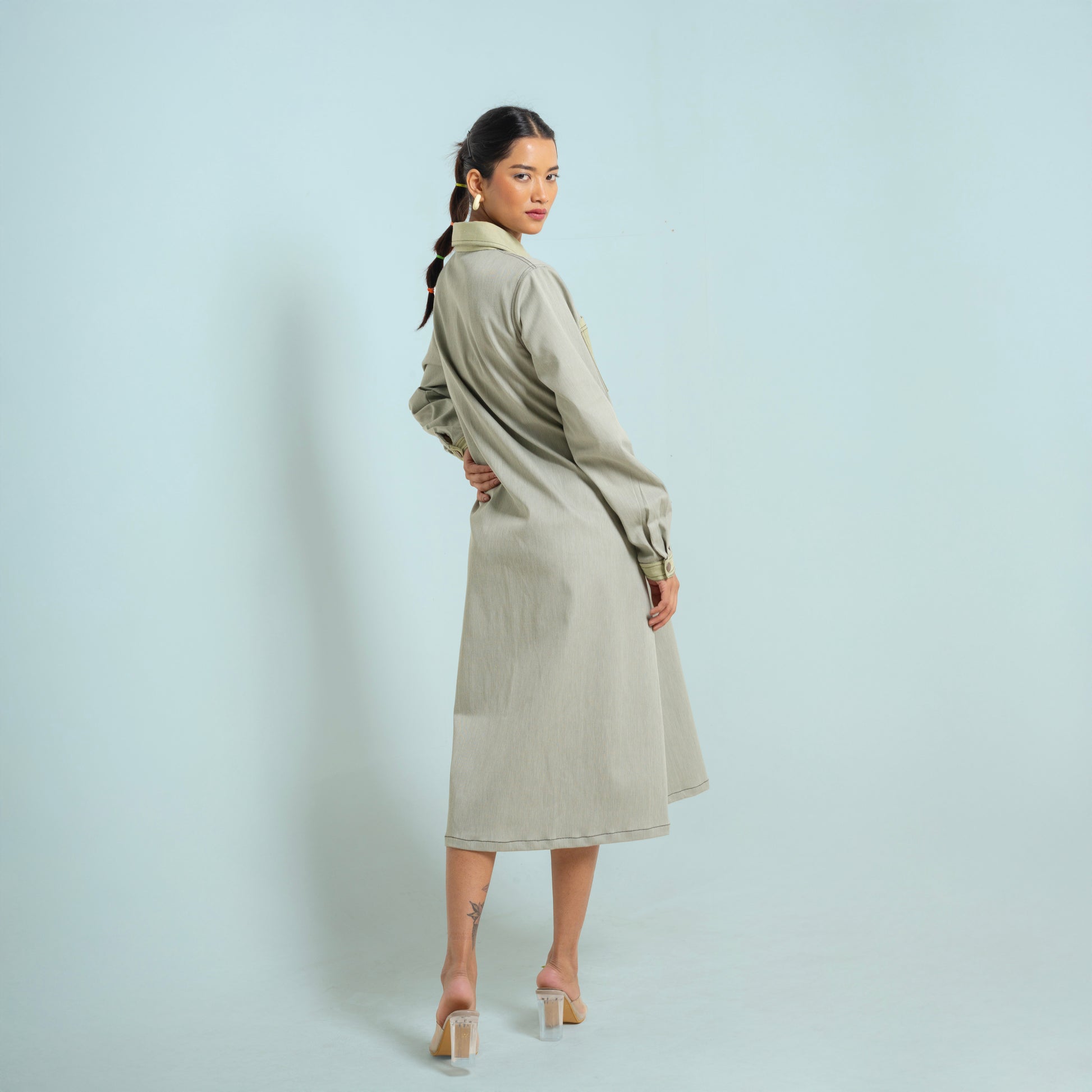 Onska Two-Tone Shirt Denim Dress