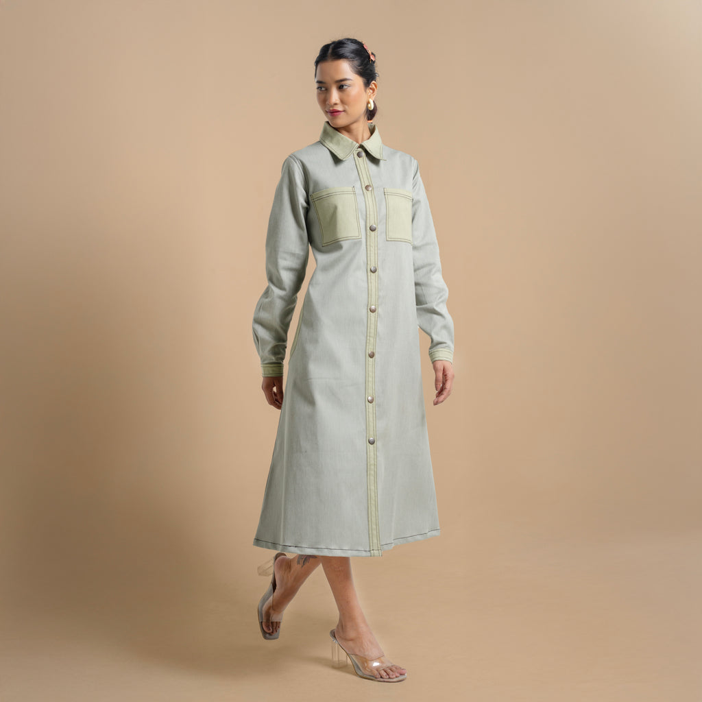 Onska Two-Tone Shirt Denim Dress