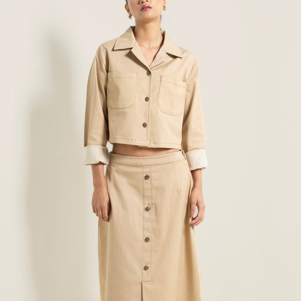 Onska Sandy Beige Co-Ord Denim Dress