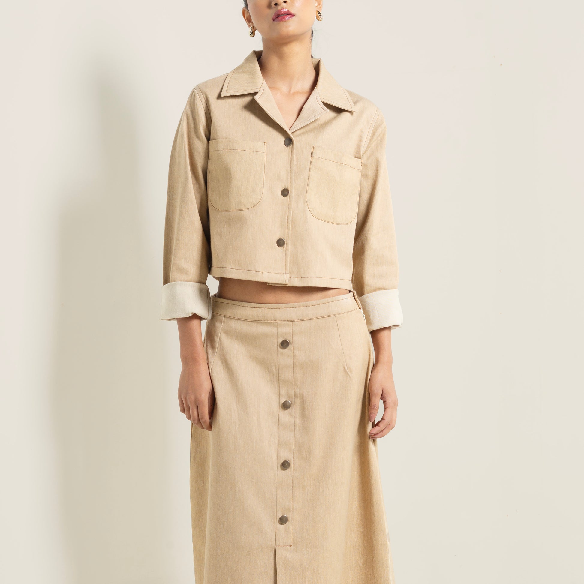 Onska Sandy Beige Co-Ord Denim Dress