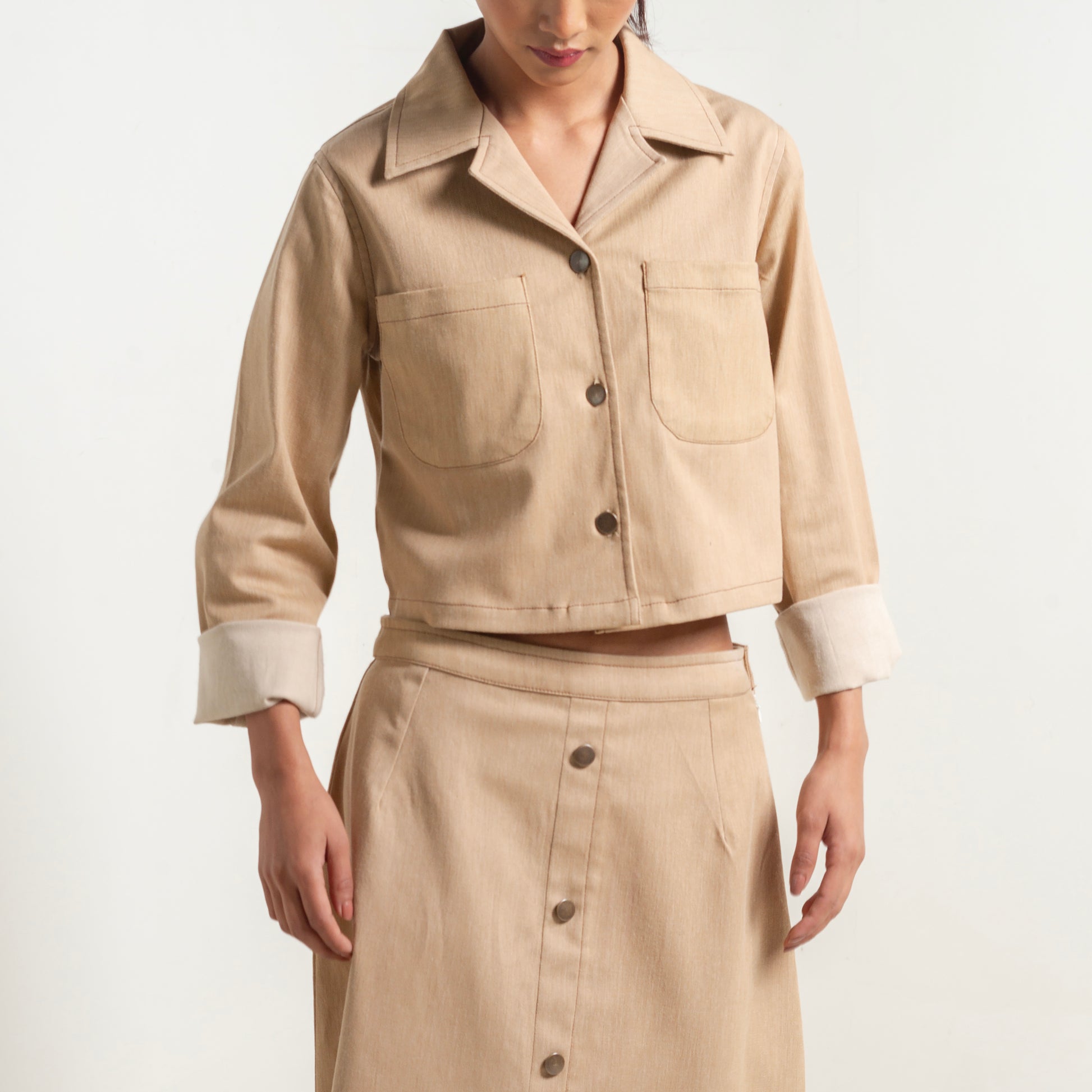 Onska Sandy Beige Co-Ord Denim Dress