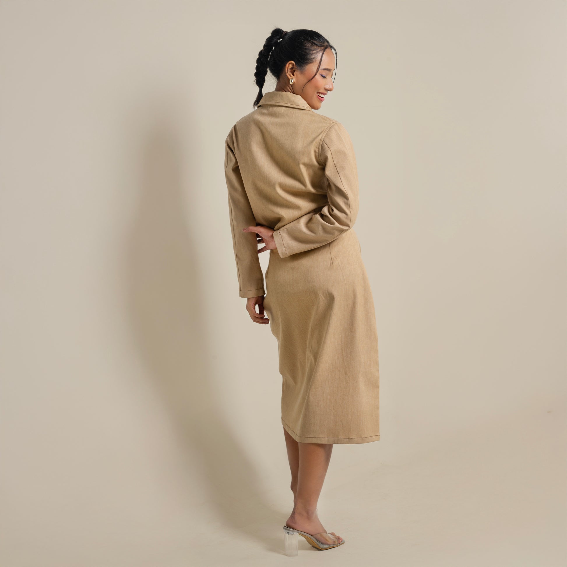Onska Sandy Beige Co-Ord Denim Dress