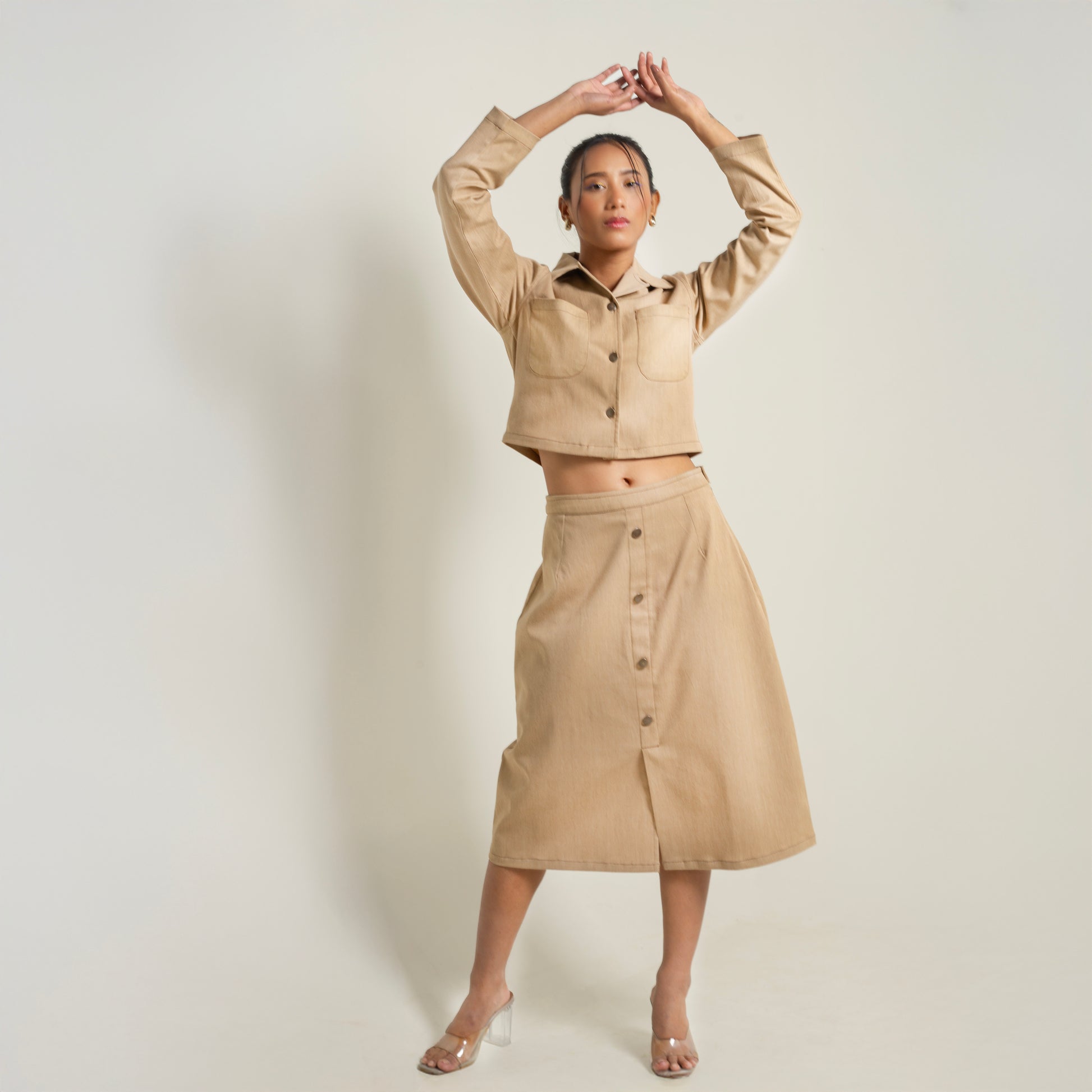 Onska Sandy Beige Co-Ord Denim Dress